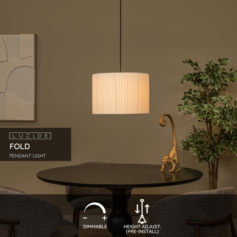 Lucide FOLD - Závesné svietidlo - Ø 40 cm - 1xE27 - Biele